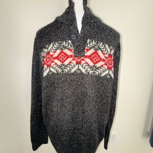 Haggar Gray and Red Turtleneck Sweater